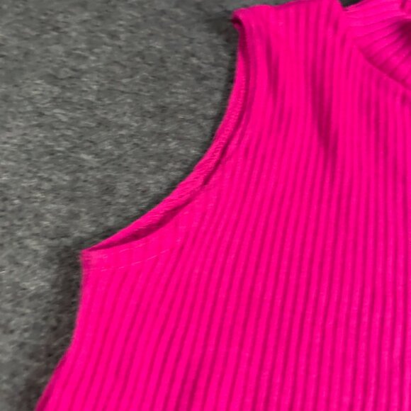 Vintage B. Moss‎ Sleeveless Sweater Women's Small Turtleneck Hot Pink Ribbed - Picture 2 of 9